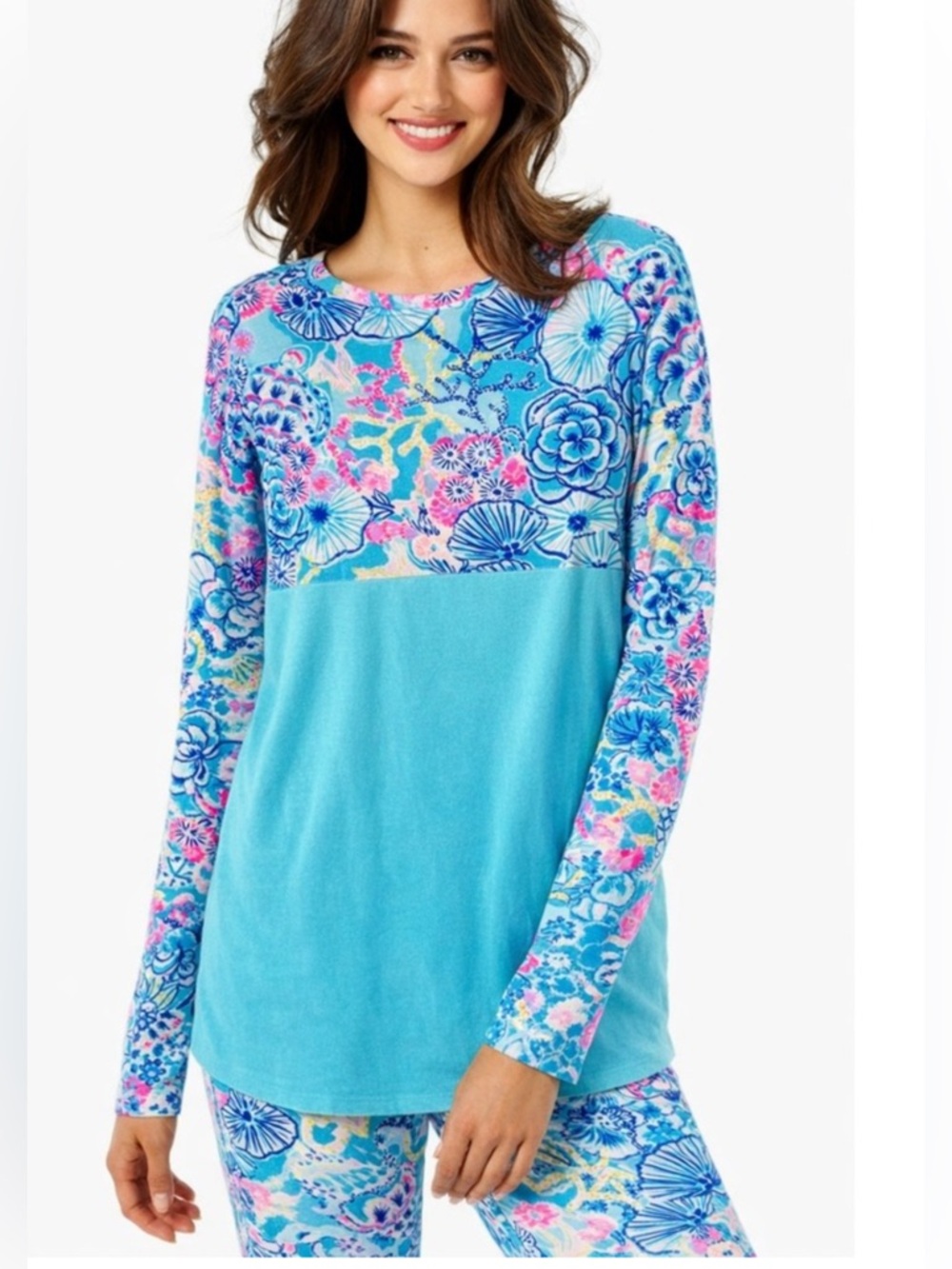 New with Tags Lilly Pulitzer Finn Top Bali Blue Once Upon a Tide SZ: Medium